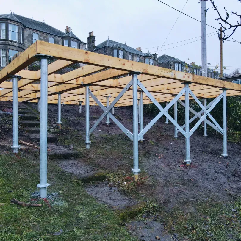 elevated bespoke timber subframe and brackets