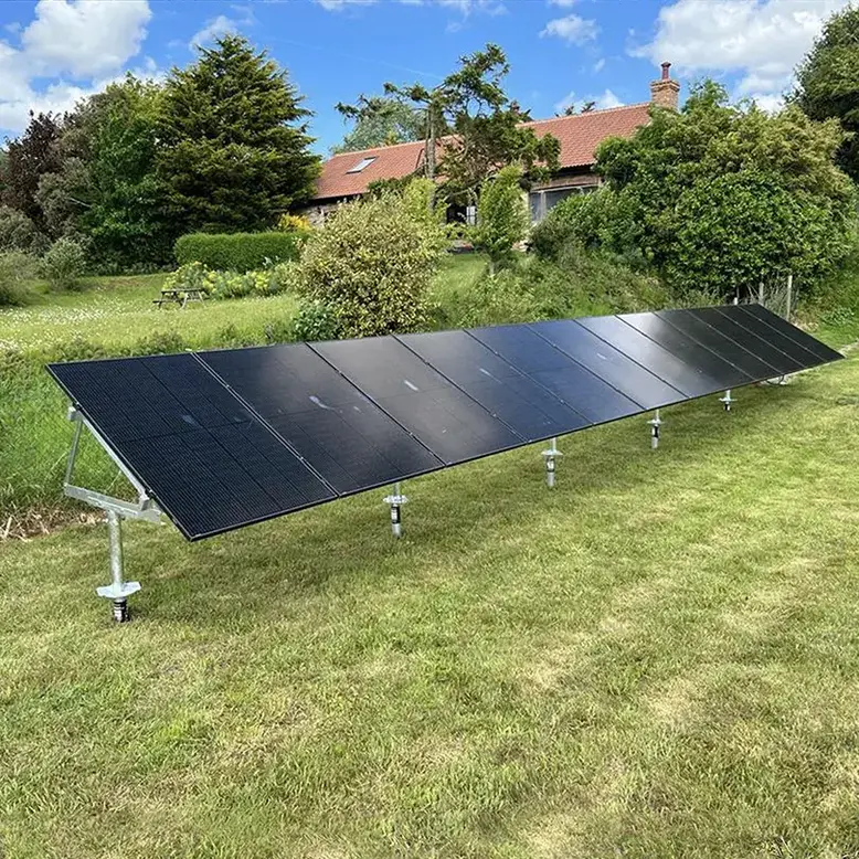 solar array mounted on ground screw foundations